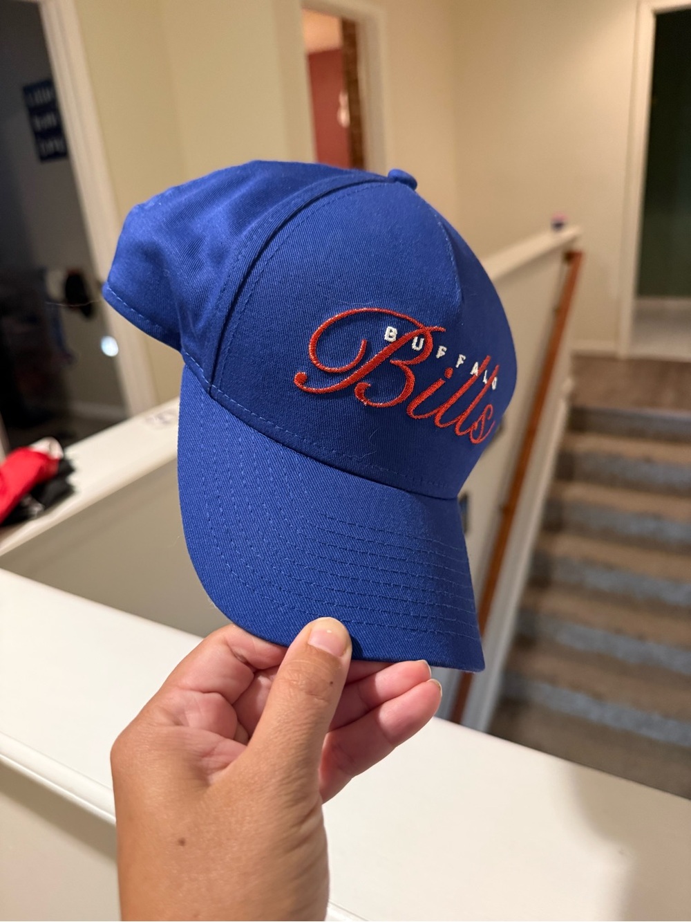 New Era Women’s Buffalo bills Royal Blue Baseball Cap with glitter cursive
